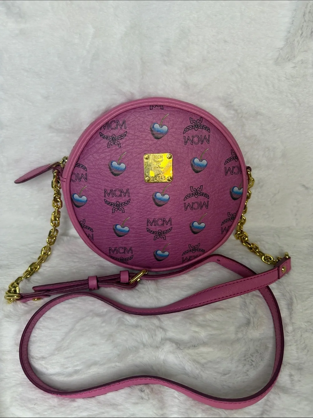 MCM Rare Sweet Pink Tambourine Crossbody Bag